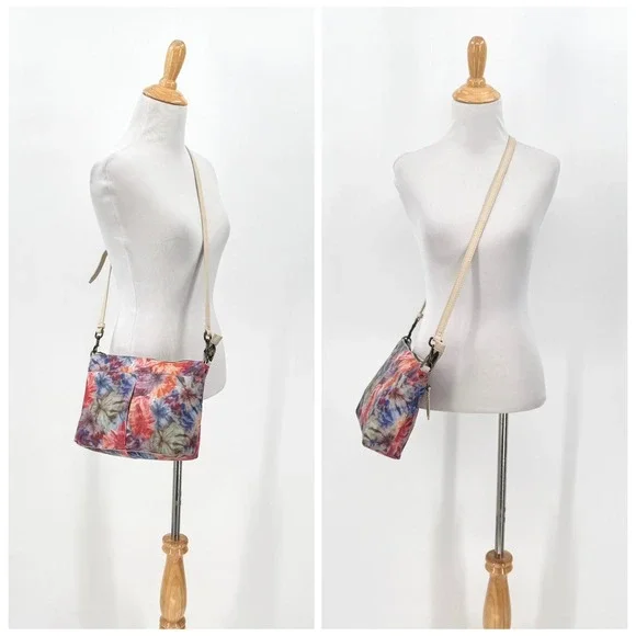 American Leather Co ALC Cleveland Crossbody Bag Tie Dye Floral Leather - Picture 2 of 14